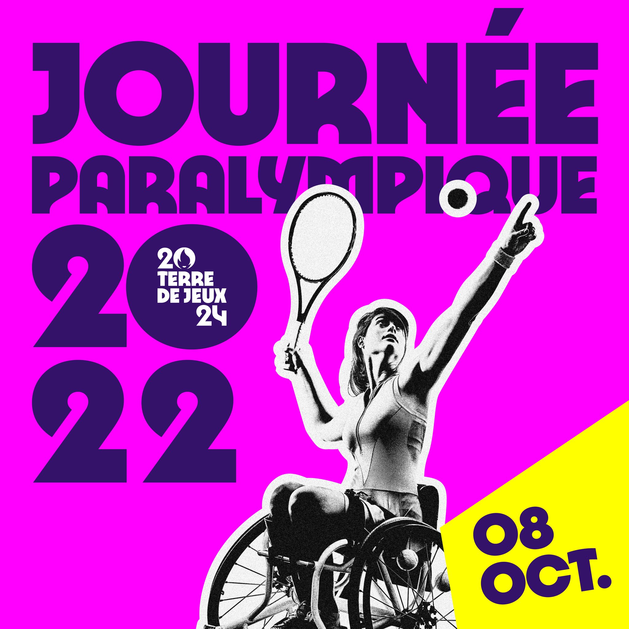 CDOS 30 affiche pour la journée paralympique avec une tennis women en fauteuil